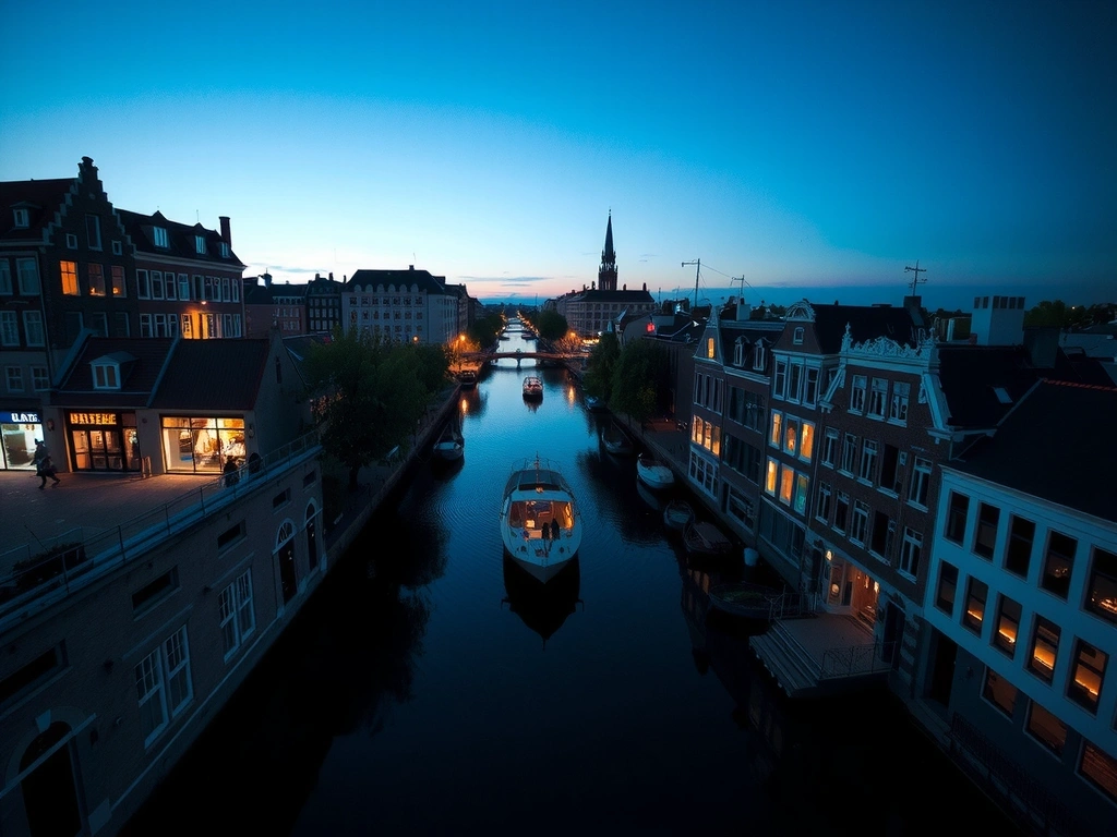 Amsterdam canals at dusk